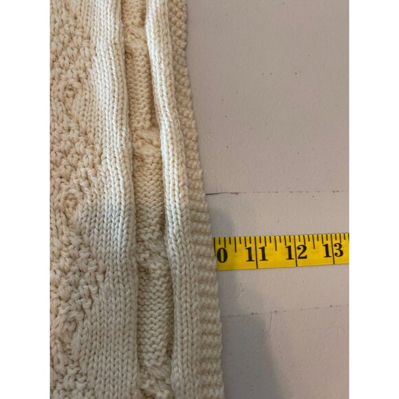 Blarney Woollen Mills 100% Merino Wool Cable Knit Scarf 71" X 10" Cream - Picture 6 of 6